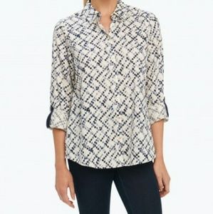 Foxcroft block print contrast blouse